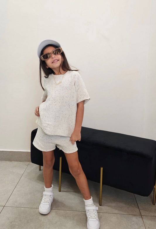 Milk bike shorts and oversized Tee set